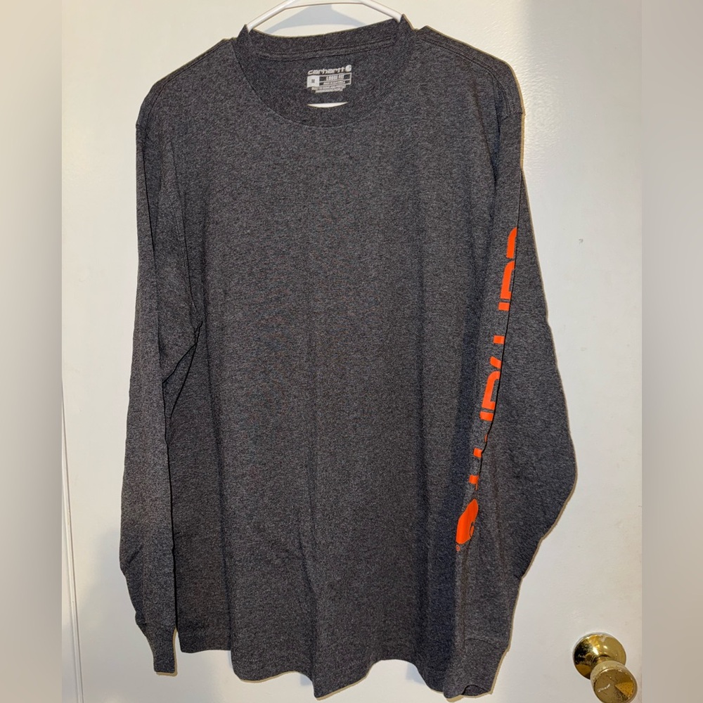 Carhartt Gray and Orange Long Sleeve Tee